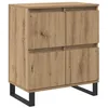 Image de Buffet en chêne artisanal - vidaXL - 60x35x70 cm - 4 portes - Grand espace de stockage - Assemblage requis