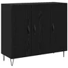 Image de Buffet moderne en bois dingénierie - vidaXL - Chêne Noir - 90x32.5x80 cm - 3 portes à charnières - Poignées en arc