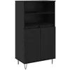 Image de Haut Armoire Moderne - vidaXL - Noir - 60x36x110 cm - Bois dingénierie - 2 portes - Rangement caché