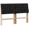 Image de Tête de lit capitonnée - vidaXL - 150 cm - Noir - Pin massif - Rembourrée - Design minimaliste - Facile à nettoyer