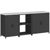 Image de Ensemble de rangement cuisine en acier - vidaXL - Noir - 210x50x92 cm - Acier laminé à froid - 6 étagères - 4 portes