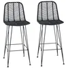 Image de Chaise de bar en rotin et métal - vidaXL - Noir - 445 x 53 x 111 cm - Lot de 2 - Repose-pieds intégré