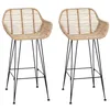Image de Chaise de bar en rotin et métal - vidaXL - Naturel - 55x52x92 cm - Dossier haut - Repose-pieds intégré - Usage intérieur