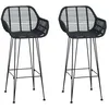 Image de Chaise de bar en rotin - vidaXL - Noir - 55x52x105 cm - Lot de 2 - Dossier haut - Repose-pieds intégré - Usage intérieur