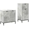 Image de Ensemble de mobilier de salle de bain - vidaXL - Gris béton - Bois dingénierie - 395x36x88 cm - 1 tiroir - 4 étagères