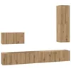 Image de Meuble TV mural en bois dingénierie - vidaXL - Chêne artisanal - Rangement modulable - 200x30x30 cm