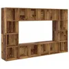 Image de Meuble TV mural moderne - vidaXL - Marron - 37x37x1425 cm - Bois dingénierie - 4 étagères - Gain de place