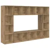 Image de Meuble TV mural moderne - vidaXL - Marron - 37x37x142 5 cm - Bois dingénierie - Quatre étagères - Gain de place