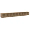 Image de Ensemble meuble TV mural rustique - vidaXL - Chêne artisanal - Bois dingénierie - 37x35x1075 cm - 2 étagères