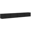 Image de Meuble TV mural moderne - vidaXL - Chêne Noir - Bois dingénierie - 60x30x30 cm - 4 portes - Étagère intégrée