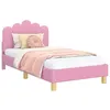 Image de Cadre de lit pour tout-petit - vidaXL - Rose - 80x160 cm - Bois dingénierie - Tissu - Poches de rangement
