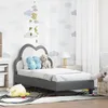 Image de Cadre de lit pour enfant - vidaXL - Gris clair - 148x80x79 cm - Bois dingénierie - PU - Cadre à lattes