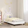 Image de Cadre de lit pour enfants - vidaXL - 80x160 cm - Blanc - Bois dingénierie - PU - Poches de rangement - Cadre à lattes