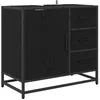 Image de Meuble de lavabo industriel - vidaXL - Chêne noir - 65x33x60 cm - Bois dingénierie - 3 tiroirs - 1 étagère