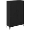 Image de Buffet haut moderne - vidaXL - Chêne noir - 70x31x115 cm - Bois dingénierie et fer - Avec tiroir - Avec 2 portes