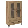 Image de Buffet haut moderne - vidaXL - Chêne artisanal - 70x31x115 cm - Portes en verre - Tiroir - Rangement spacieux