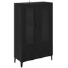 Image de Buffet haut moderne - vidaXL - Chêne Noir - 70x31x115 cm - Bois dingénierie et fer - Tiroir intégré - Portes en verre