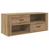 Image de Meuble TV rustique - vidaXL - Chêne artisanal - Bois dingénierie - 100x35x40 cm - Tiroirs à billes - Rangement pratique