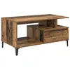 Image de Table basse bois ancien - vidaXL - 90x49x45 cm - Bois dingénierie - Rectangulaire - Avec tiroir - 1 étagère