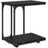 Image de Table dappoint en bois dingénierie - vidaXL - Chêne Noir - 50x35x555 cm - Design en C - Cadre en métal - Avec étagère
