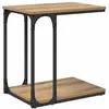 Image de Table dappoint en C - vidaXL - Chêne artisanal - 50x35x52 cm - Bois dingénierie - Cadre en acier - Étagère intégrée