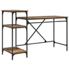 Image de Bureau industriel avec étagères - vidaXL - 135x50x90 cm - Bois dingénierie - Style industriel - 3 étagères