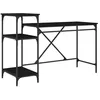 Image de Bureau industriel avec étagères - vidaXL - Chêne Noir - Bois dingénierie - 135x50x90 cm - 3 étagères