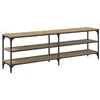 Image de Meuble TV chêne artisanal - vidaXL - 160x30x50 cm - Chêne artisanal - 3 étagères - Capacité 60 kg - Pieds en fer