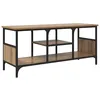 Image de Meuble TV rustique - vidaXL - Chêne artisanal - 100x35x45 cm - Bois dingénierie et fer - 3 étagères