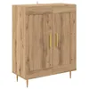 Image de Buffet moderne en bois dingénierie - vidaXL - Chêne artisanal - 695x34x90 cm - Pieds en fer - 2 portes