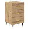 Image de Table de nuit moderne - vidaXL - Chêne artisanal - 40x40x66 cm - Bois dingénierie - Pieds en métal doré