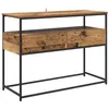 Image de Table console industrielle - vidaXL - 100x40x75 cm - Bois ancien - Cadre en métal - Tiroir - 2 étagères