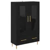 Image de Haut Armoire moderne - vidaXL - Chêne noir - 69 5x31x115 cm - Bois aggloméré et verre - Avec tiroir - 2 portes en verre