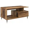 Image de Table basse moderne - vidaXL - Bois ancien - 90x49x45 cm - Bois dingénierie - Pieds en acier - Avec tiroir - 2 étagères