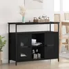 Image de VIDAXL Buffet bas chêne noir 100 x 35 x 80 cm   2 portes bois dingénierie contemporain