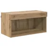 Image de Meuble TV mural moderne - vidaXL - Chêne artisanal - 60x30x30 cm - Bois dingénierie - Éclairage LED - Montage mural