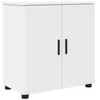 Image de Meuble de salle de bain indépendant - vidaXL - Blanc - 61x35x64 cm - Bois dingénierie - 2 portes - Style minimaliste