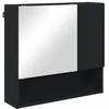 Image de Armoire miroir de salle de bain - vidaXL - Noir - Bois dingénierie - 59x17x55 cm - Rangement compact - Miroir intégré