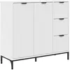 Image de Buffet moderne - vidaXL - Blanc - Bois dingénierie - 895x33x82 cm - 3 tiroirs - 2 portes - Étagères ajustables