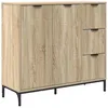 Image de Buffet moderne en bois dingénierie - vidaXL - Chêne sonoma - 89 5 x 33 x 82 cm - 3 tiroirs - 2 portes