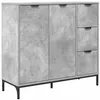 Image de Buffet moderne - vidaXL - Gris béton - Bois dingénierie - 895 x 33 x 82 cm - 3 tiroirs - 2 portes