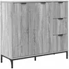 Image de Buffet moderne en bois dingénierie - vidaXL - Sonoma gris - 89.5x33x82 cm - 3 tiroirs - 2 portes - Étagères ajustables
