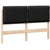 Image de Tête de lit capitonnée en pin massif - vidaXL - Naturel et Noir - 120 cm - 1255x12x845 cm - Rembourrage confortable