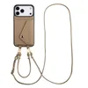 Image de Coque adapté à Apple iPhone 17 Pro Max - Selencia Coque de télephone Sera avec cordon et porte-cartes enveloppe - Beige