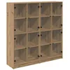 Image de Buffet haut en bois dingénierie - vidaXL - Chêne artisanal - 136x37x142 cm - 8 portes - Grande capacité