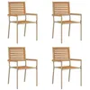 Image de Chaises de jardin empilables - vidaXL - Marron et beige - Bois dacacia massif - Rotin en PE - 54x56x90 cm