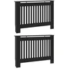 Image de Cache-radiateur en bois dingénierie - vidaXL - Noir - 112x19x81.5 cm - Lot de 2 - Finition brillante