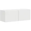 Image de Meuble TV mural moderne - vidaXL - Blanc - Bois dingénierie - 39x31x295 cm - 2 portes - 2 étagères - Assemblage requis