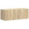 Image de Meuble TV mural moderne - vidaXL - Sonoma - Bois dingénierie - 39x31x295 cm - 2 portes - 2 étagères - Montage mural