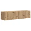 Image de Meuble TV mural moderne - vidaXL - Chêne Artisan - Bois dingénierie - 60x31x295 cm - 2 portes - 2 étagères